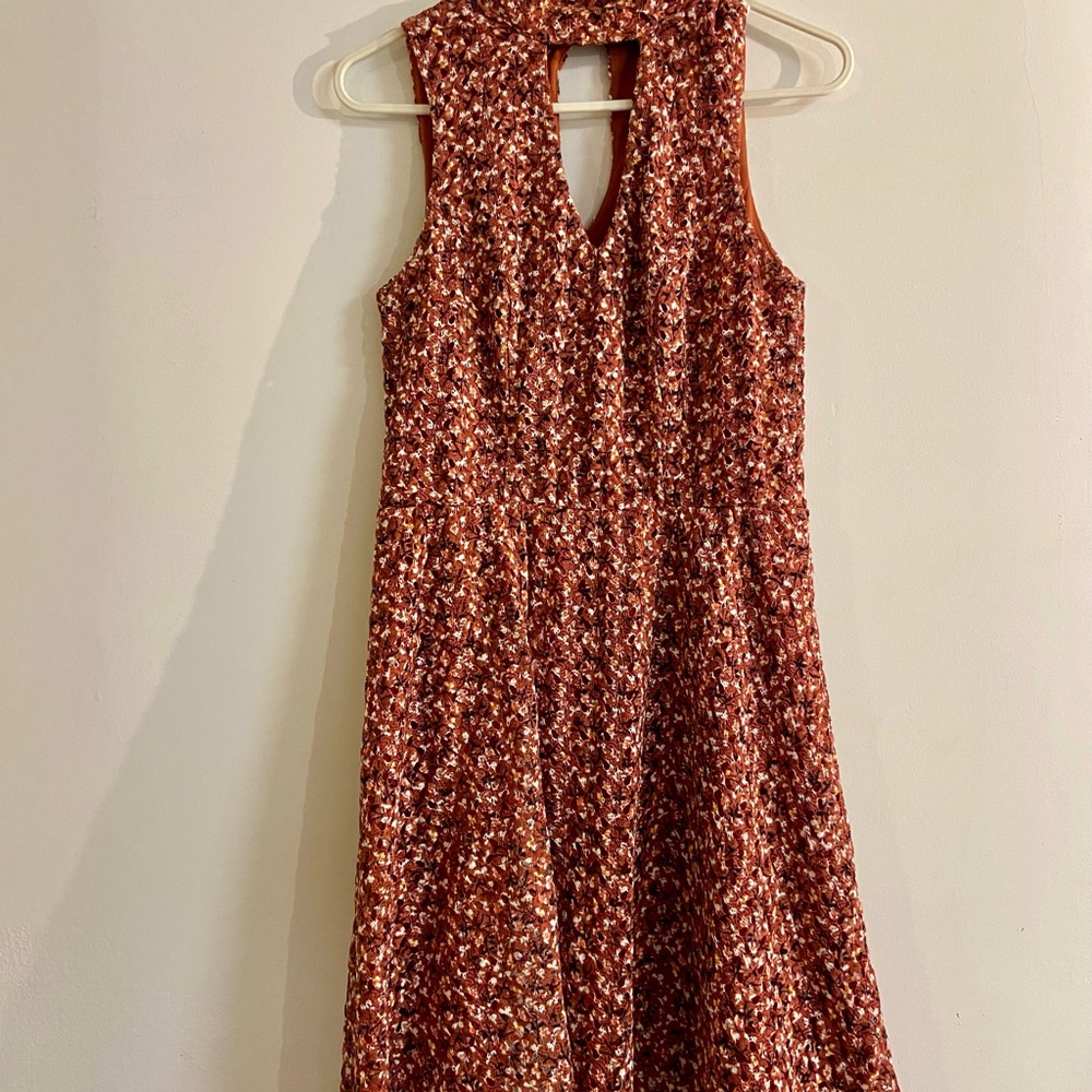 Layered Choker Neckline Patterned Dress, Excellent Condition.